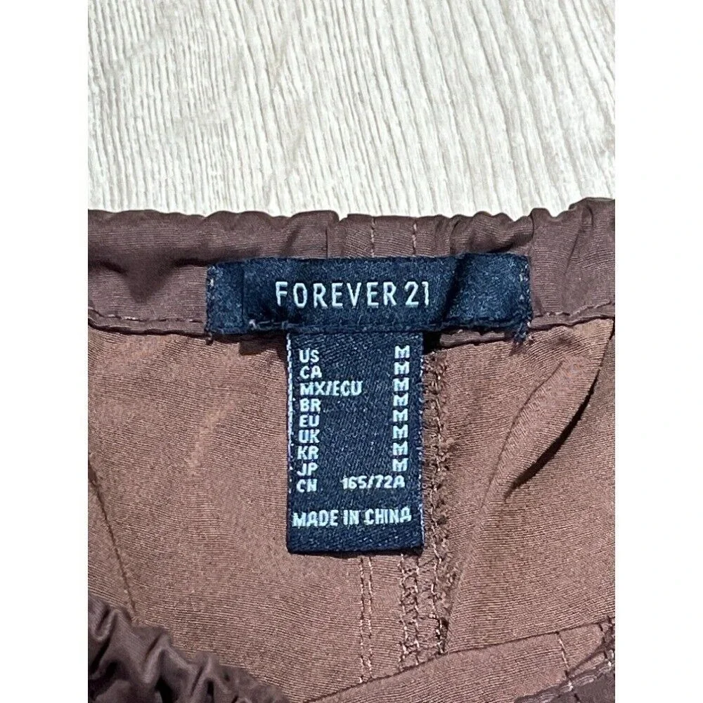 Forever 21 Wide Leg Lounge Pants Womens‎ Size M Drawstring Waist Brown Casual - Picture 4 of 11